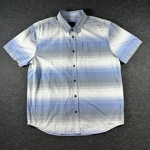 Prana Other - Prana Mens XL Short Sleeve Button Down Shirt Blue Ombre Stripe Organic Cotton